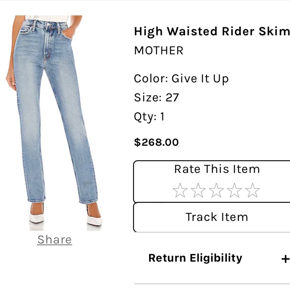 High Waisted Rider Skimp
MOTHER

Color: Give It Up
Size: 27